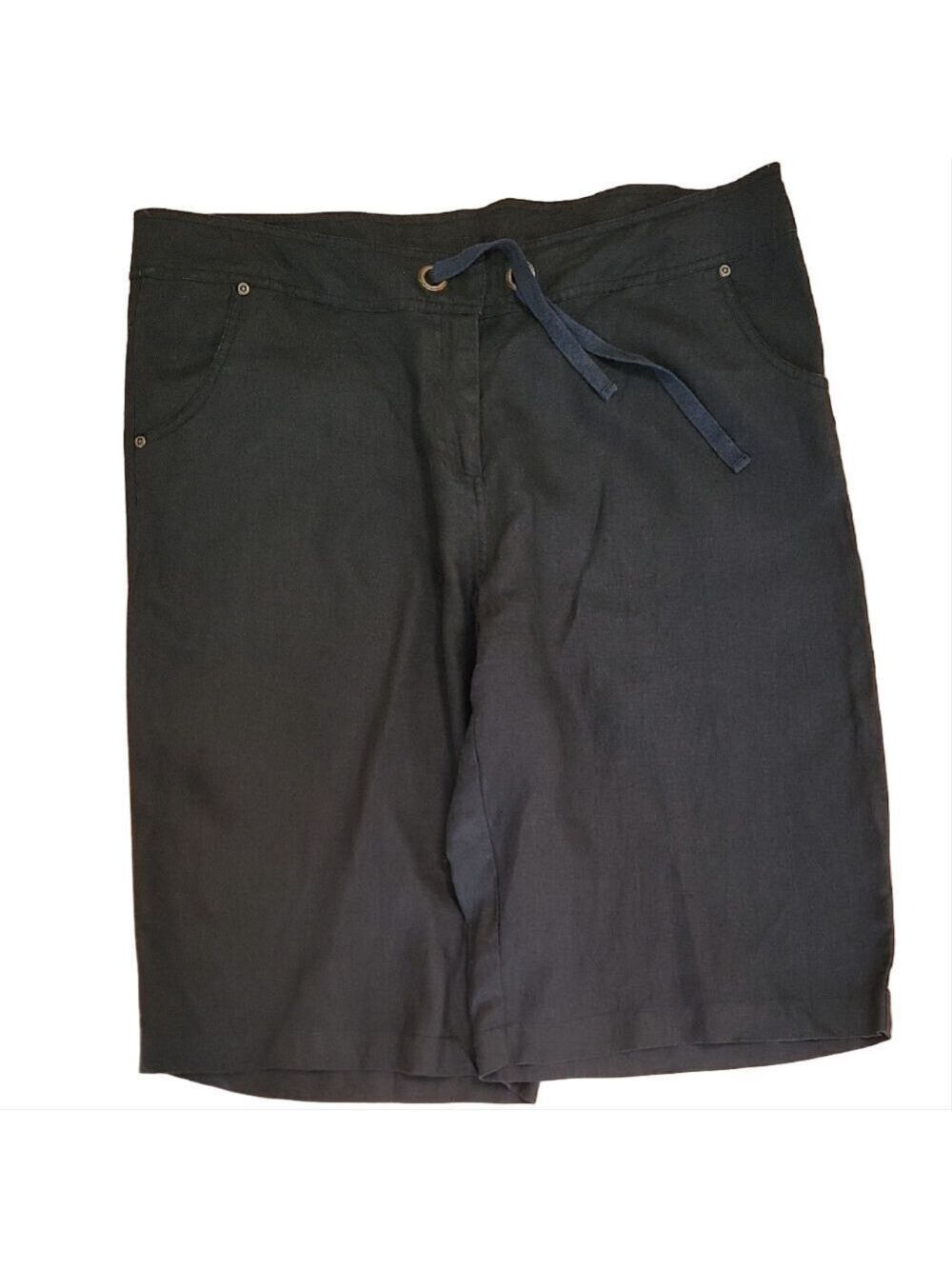 Autograph New York Black Linen Bermuda Shorts Size 16 EUC